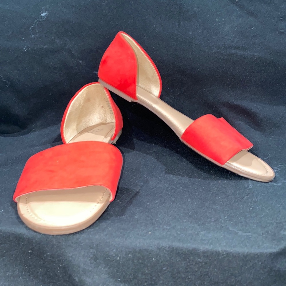 Red A. New. Day. Sandals